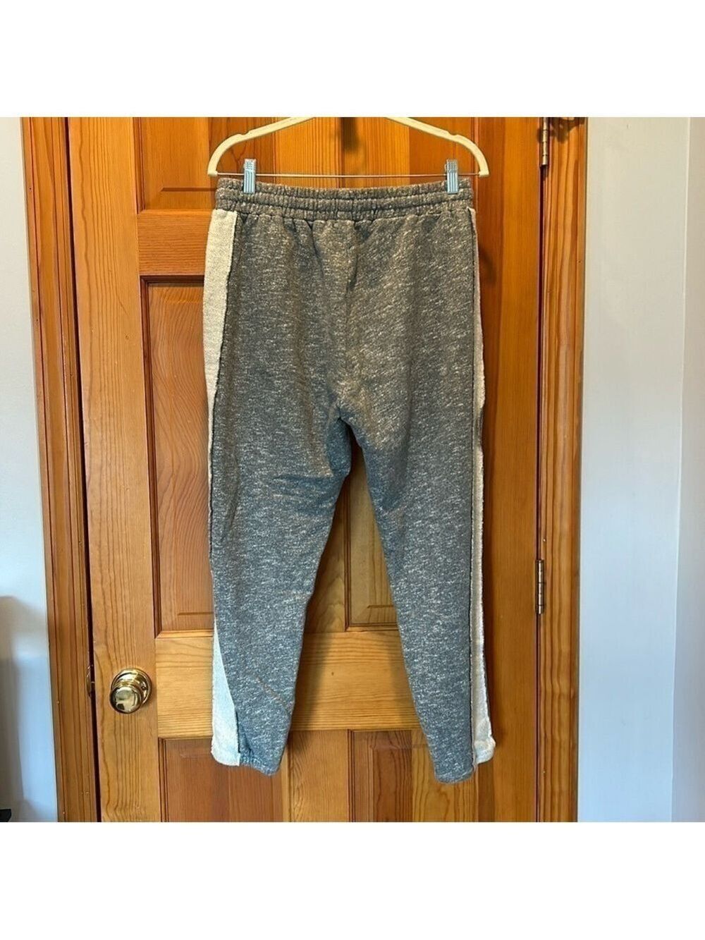 FATE Women's Grey Jogger Sweatpants with White Terrycloth Stripe Size Large - Picture 2 of 7